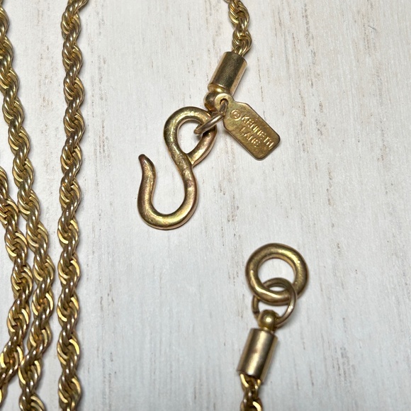 Vintage KJL Natural Geode Slice Agate Pendant Necklace with Gold Leaf accents - Picture 6 of 12